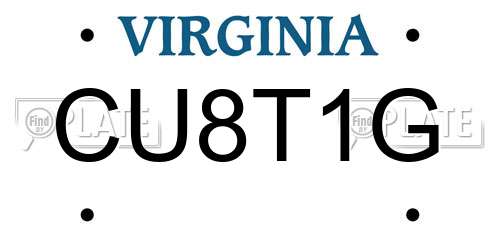 CU8T1G Virginia License Plate