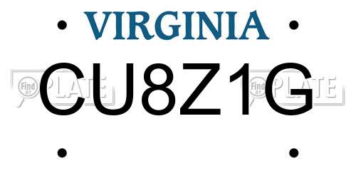 CU8Z1G Virginia License Plate