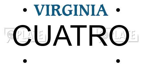 CUATRO Virginia License Plate