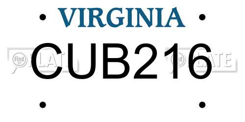 CUB216 Virginia License Plate