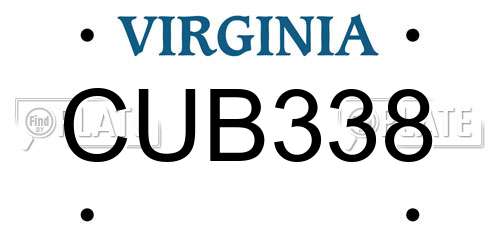 CUB338 Virginia License Plate