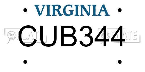 CUB344 Virginia License Plate