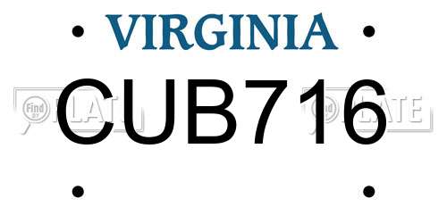 CUB716 Virginia License Plate