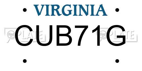 CUB71G Virginia License Plate