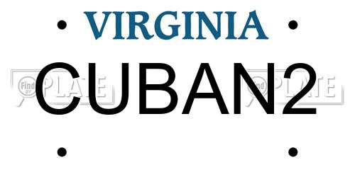 CUBAN2 Virginia License Plate