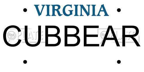 CUBBEAR Virginia License Plate