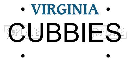 CUBBIES Virginia License Plate