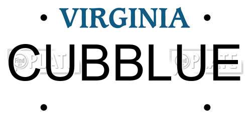 CUBBLUE Virginia License Plate