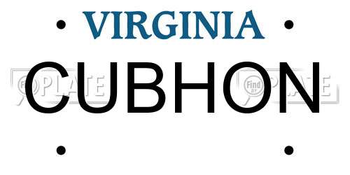 CUBHON Virginia License Plate
