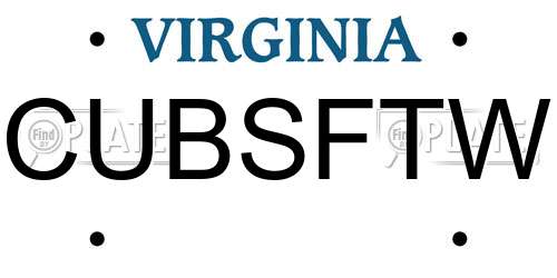 CUBSFTW Virginia License Plate