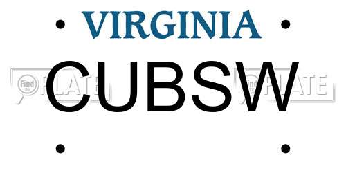 CUBSW Virginia License Plate