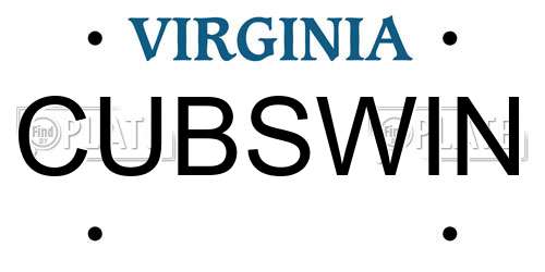 CUBSWIN Virginia License Plate