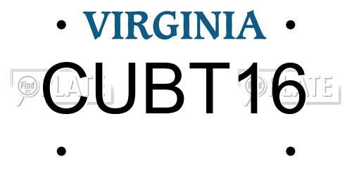 CUBT16 Virginia License Plate