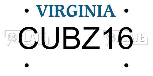 CUBZ16 Virginia License Plate