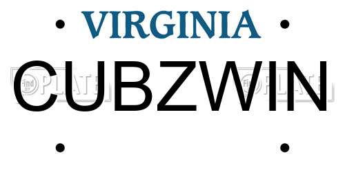CUBZWIN Virginia License Plate
