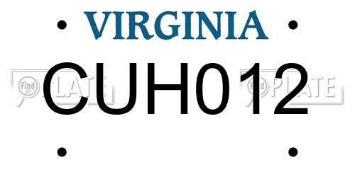 CUH012 Virginia License Plate