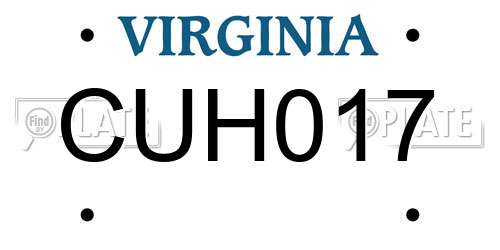 CUH017 Virginia License Plate
