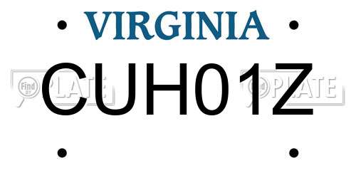 CUH01Z Virginia License Plate