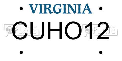 CUHO12 Virginia License Plate