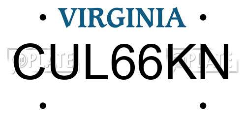 CUL66KN Virginia License Plate
