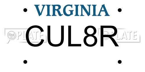 CUL8R Virginia License Plate