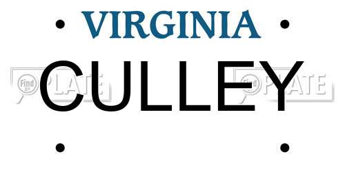 CULLEY Virginia License Plate