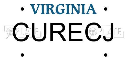 CURECJ Virginia License Plate
