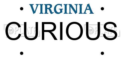 CURIOUS Virginia License Plate