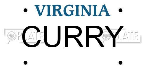 CURRY Virginia License Plate