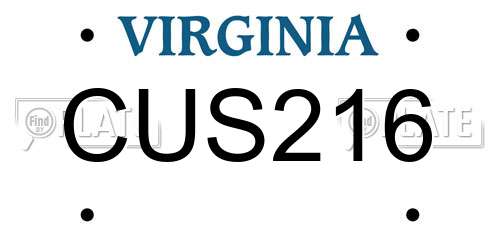 CUS216 Virginia License Plate