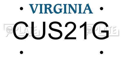 CUS21G Virginia License Plate