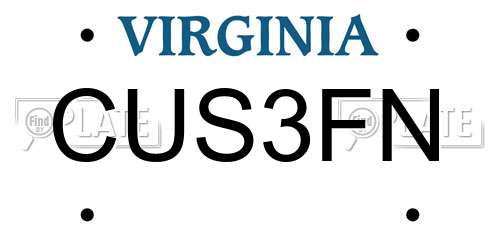 CUS3FN Virginia License Plate