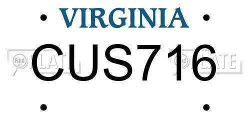 CUS716 Virginia License Plate
