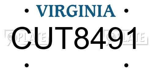 CUT8491 Virginia License Plate