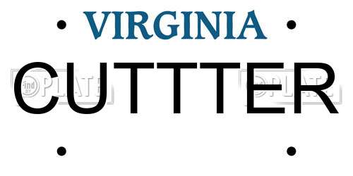 CUTTTER Virginia License Plate