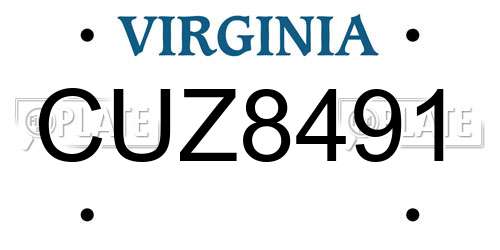 CUZ8491 Virginia License Plate