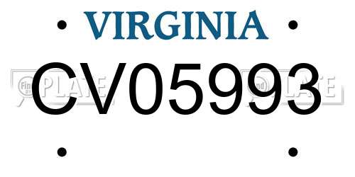 CV05993 Virginia License Plate