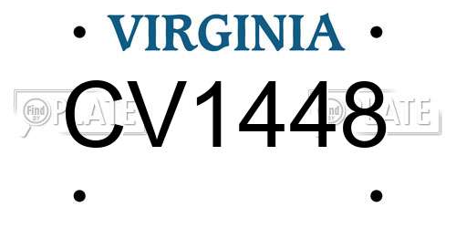 CV1448 Virginia License Plate