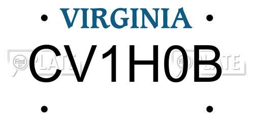 CV1H0B Virginia License Plate
