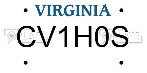 CV1H0S Virginia License Plate