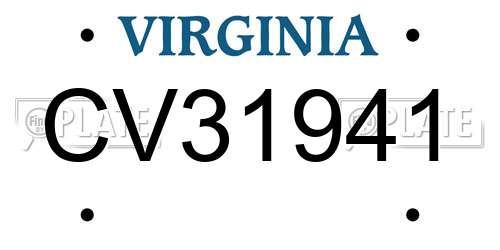 CV31941 Virginia License Plate