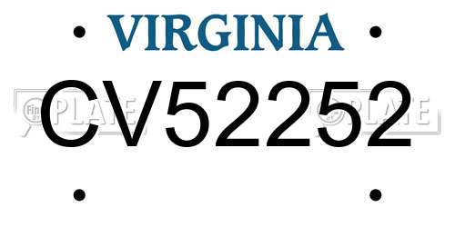 CV52252 Virginia License Plate