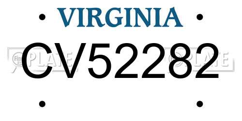 CV52282 Virginia License Plate