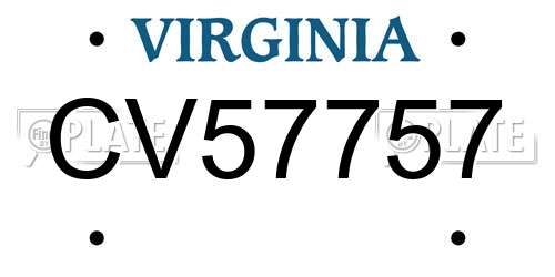 CV57757 Virginia License Plate
