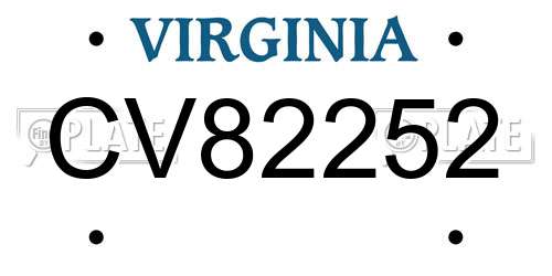 CV82252 Virginia License Plate