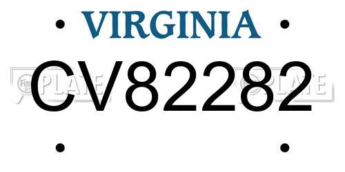 CV82282 Virginia License Plate