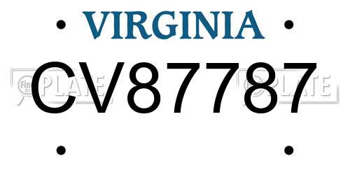 CV87787 Virginia License Plate
