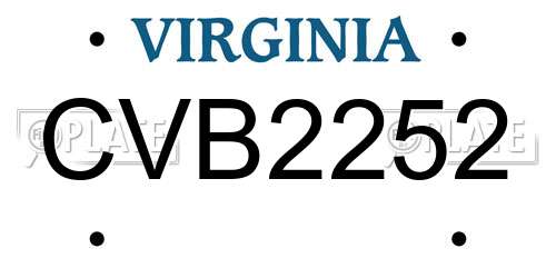 CVB2252 Virginia License Plate