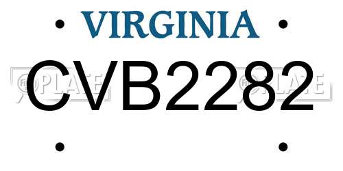 CVB2282 Virginia License Plate