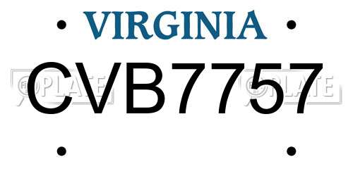 CVB7757 Virginia License Plate